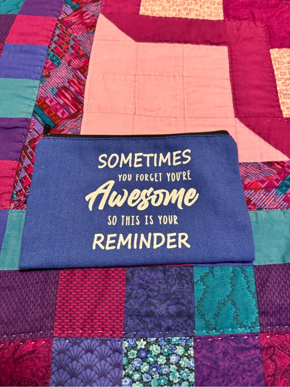 Blue Inspirational Zip Pouch - Reminder Wallet